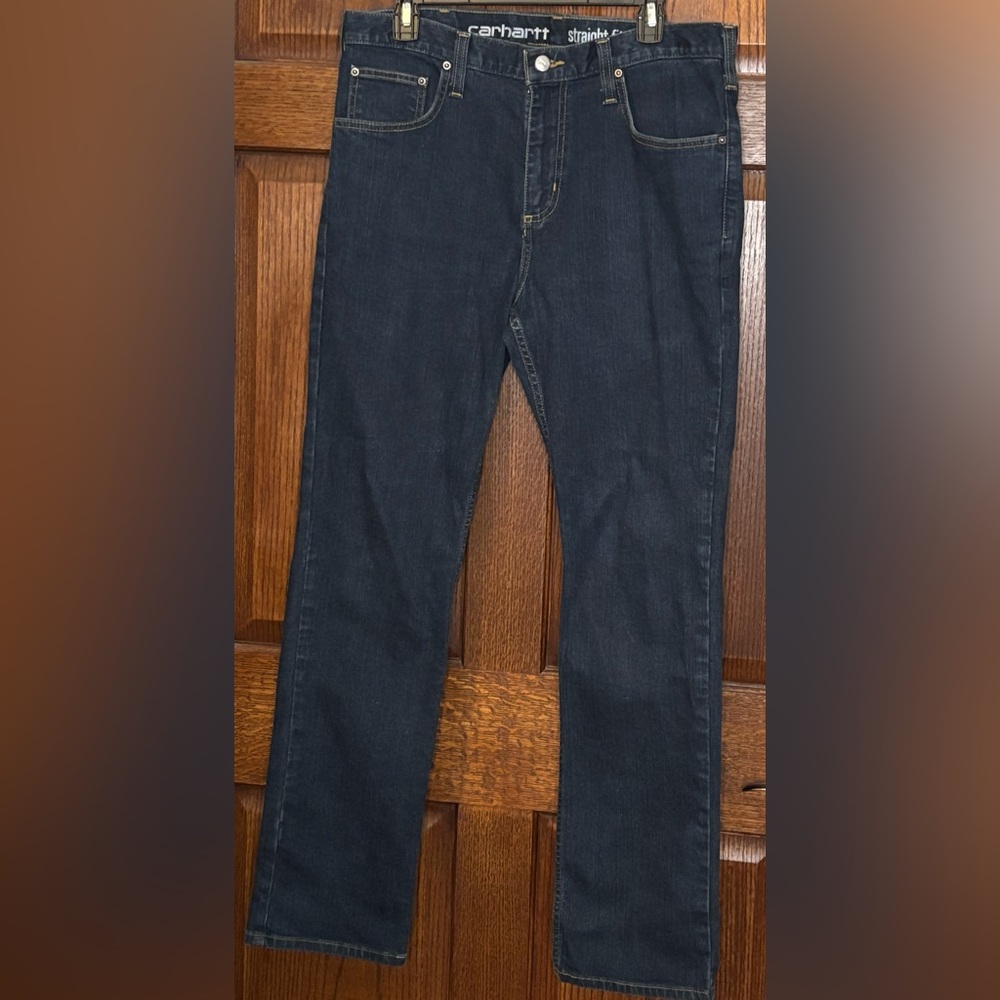 Carhartt Jeans Mens 34x32 Rugged Flex Straight Fit Dark Denim Jeans